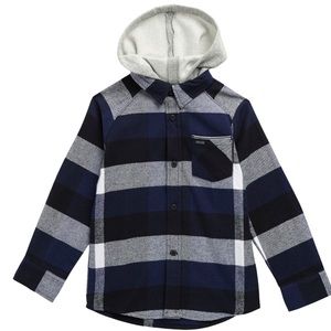 HURLEY fleece Hooded check print Shacket.  Boy’s 6US